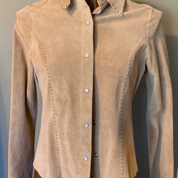 Karen Kane Tops - KAREN KANE LEATHER BLOUSE - SZ S ⭐ FANCY